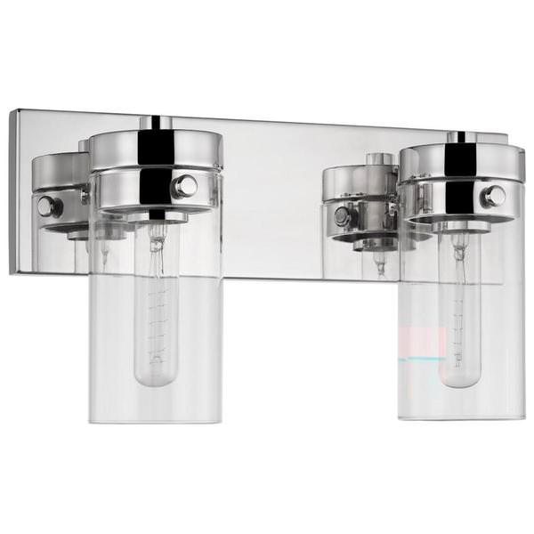 2 Lamp 15" 120 volt Polished Nickel Clear Glass Indoor Vanity Light Fixture