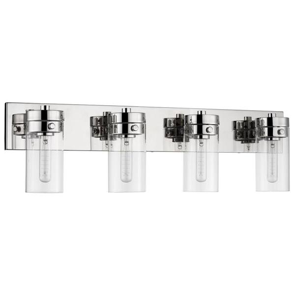 4 Lamp 30" 120 volt Polished Nickel Clear Indoor Vanity Light Fixture