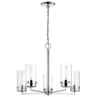 View 5 Lamp 24" 120 volt Polished Nickel Clear Indoor Chandelier Light Fixture
