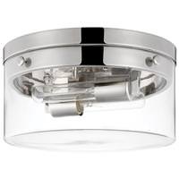 View 2 Lamp 14" 120 volt Polished Nickel Clear Indoor Flush Mount Light Fixture