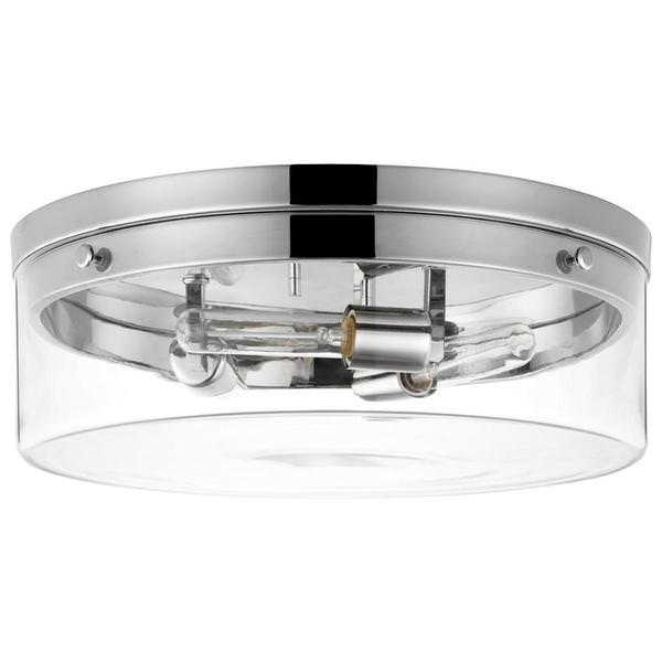 3 Lamp 17" 120 volt Polished Nickel Clear Indoor Flush Mount Light Fixture