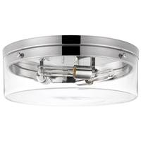 View 3 Lamp 17" 120 volt Polished Nickel Clear Indoor Flush Mount Light Fixture