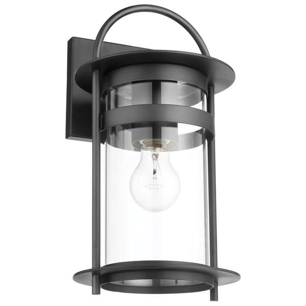 1 Lamp 14" 120 volt Matte Black Clear Outdoor Wall Lantern Light Fixture