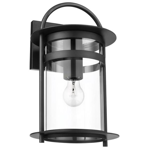 1 Lamp 16" 120 volt Matte Black Clear Outdoor Wall Lantern Light Fixture