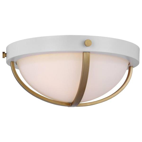 2 Lamp 15" Matte White Opal White Glass Indoor Flush Mount Light Fixture