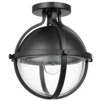 Nuvo Lighting 1 Lamp 12" Matte Black Clear Seeded Glass Indoor Semi Flush Light Fixture