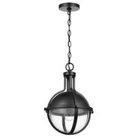 View 1 Lamp Matte Black Clear Seeded Glass Indoor Pendant Light Fixture
