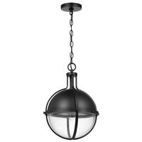 View 1 Lamp Matte Black Clear Seeded Glass Indoor Pendant Light Fixture