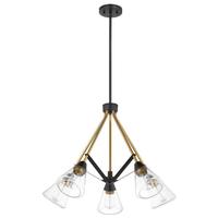 Nuvo Lighting 5 Lamp Matte Black/Natural Brass Clear Seeded Glass Indoor Chandelier Light Fixture