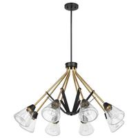 Nuvo Lighting 8 Lamp Matte Black/Natural Brass Clear Seeded Glass Indoor Chandelier Light Fixture
