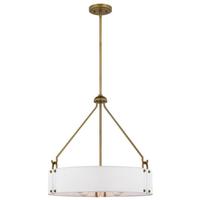 Nuvo Lighting 4 Lamp Natural Brass White Linen Fabric Indoor Pendant Light Fixture
