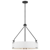 Nuvo Lighting 4 Lamp Matte Black White Linen Fabric Indoor Pendant Light Fixture