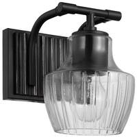 Nuvo Lighting 1 Lamp Black/Silver Clear Ribbed Glass Indoor Vanity Light Fixture