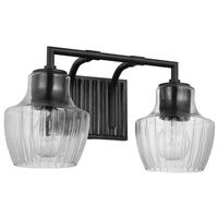 View 2 Lamp Black/Silver Clear Ribbed Glass Indoor Vanity Light Fixture