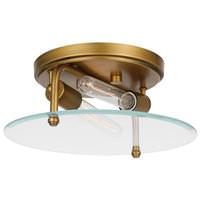 View 2 Lamp 13" Natural Brass Clear Beveled Glass Indoor Flush Mount Glass