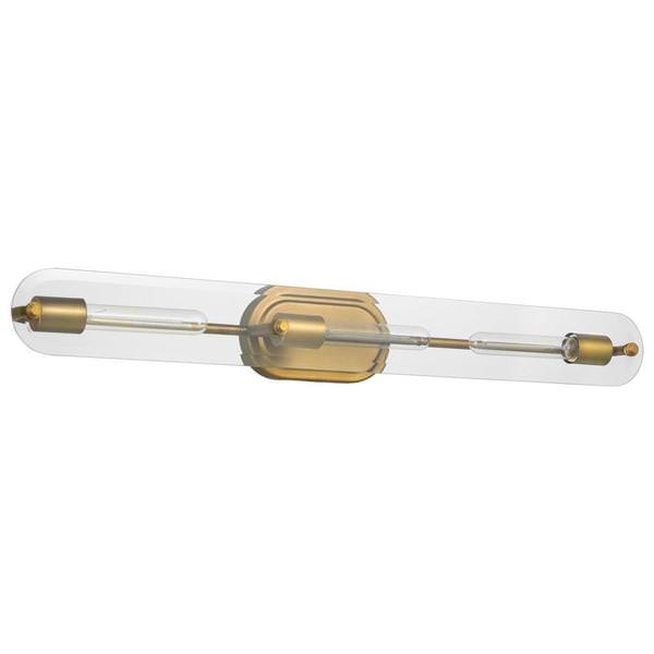 3 Lamp Natural Brass Clear Beveled Glass Indoor Vanity Light Fixture