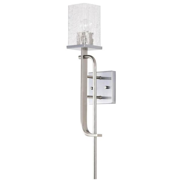 1 Light Polished Nickel Terrace Crackle Glass Indoor LED Wall Scone Fixture