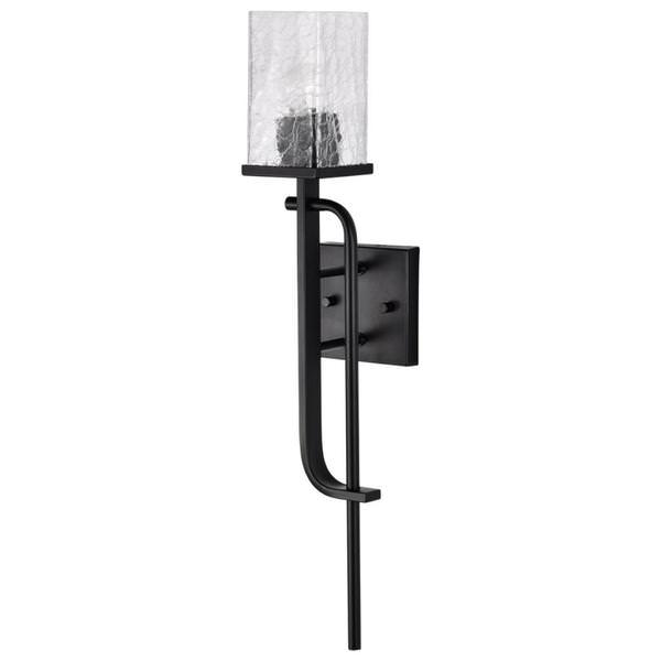 1 Light Black Terrace Crackle Glass Indoor LED Wall Scone Fixture