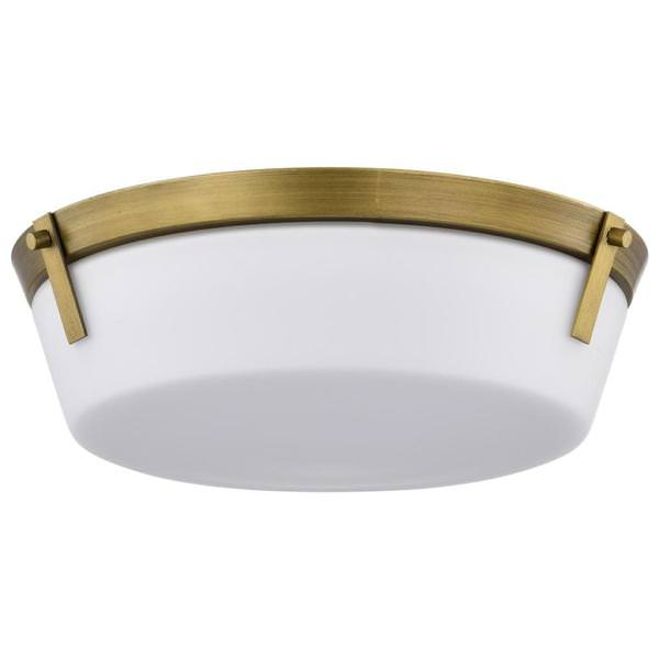 3 Light Natural Brass Rowen Etched White Glass Ceiling Fixture