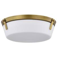 View 3 Light Natural Brass Rowen Etched White Glass Ceiling Fixture