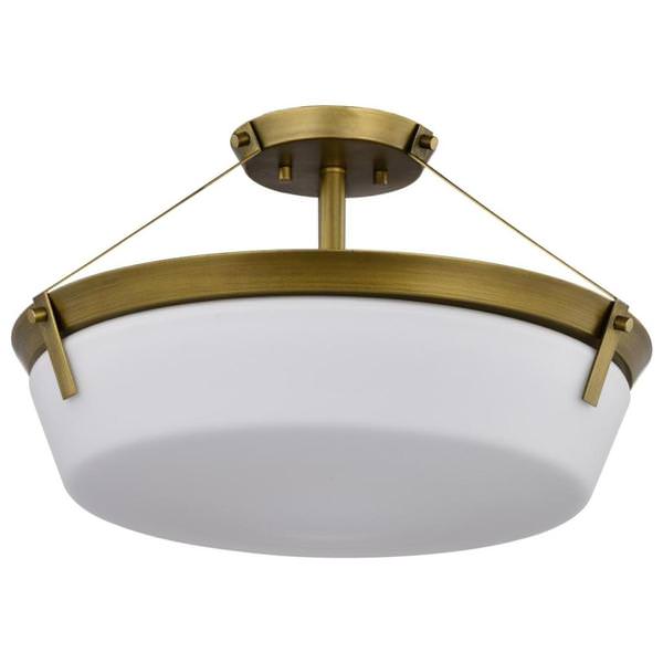 4 Light Natural Brass Rowen Semi Flush Mount Light Fixture