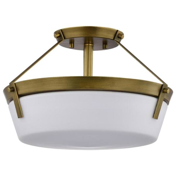 3 Light Natural Brass Rowen Semi Flush Mount Fixture