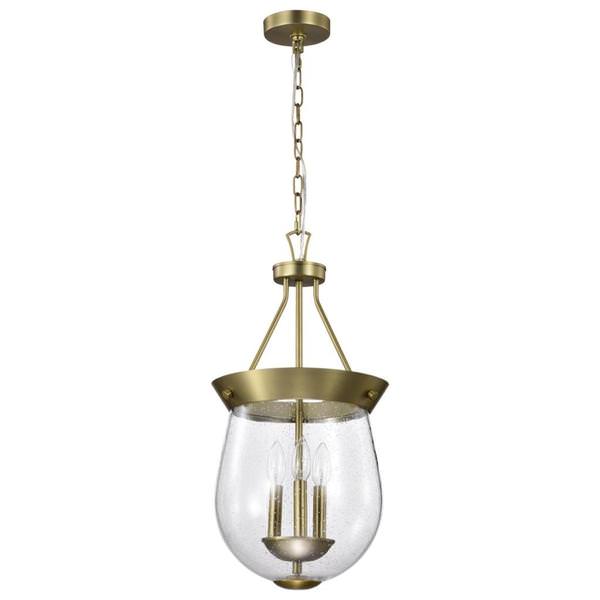 24" 3 Light Vintage Brass Boliver Pendant Light Fixture