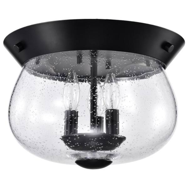 3 Light Matte Black Boliver Indoor Flush Mount Fixture