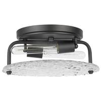View 2 Lamp 13" Matte Black Ice Glass Indoor Flush Mount Light Fixture
