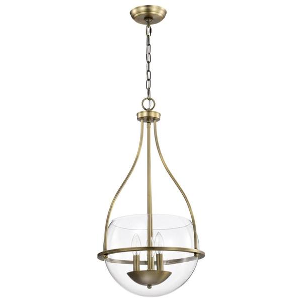 3 Light Vintage Brass Amado Indoor Pendant Light Fixture