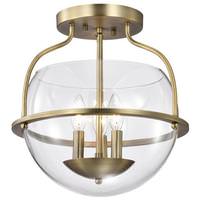 View 3 Light Vintage Brass Amado Indoor Semi Flush Mount Fixture