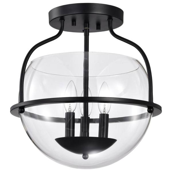 3 Light Matte Black Amado Indoor Semi Flush Mount Fixture