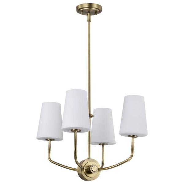 4 Light Vintage Brass Cordello Indoor Chandelier