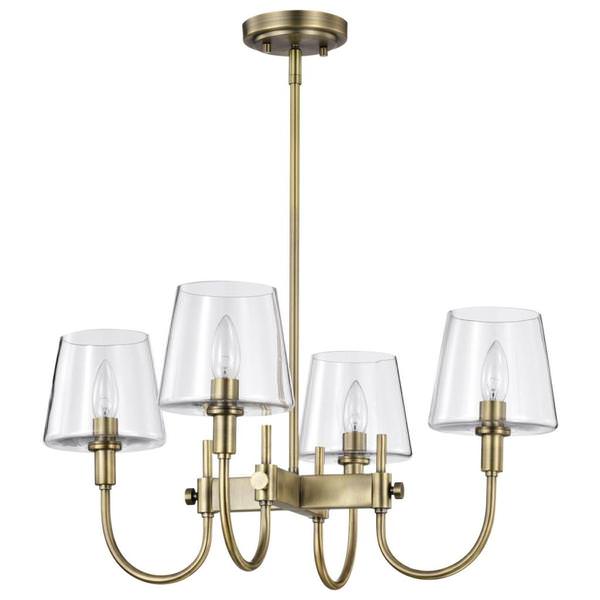 4 Lamp Vintage Brass Brookside Indoor Chandelier