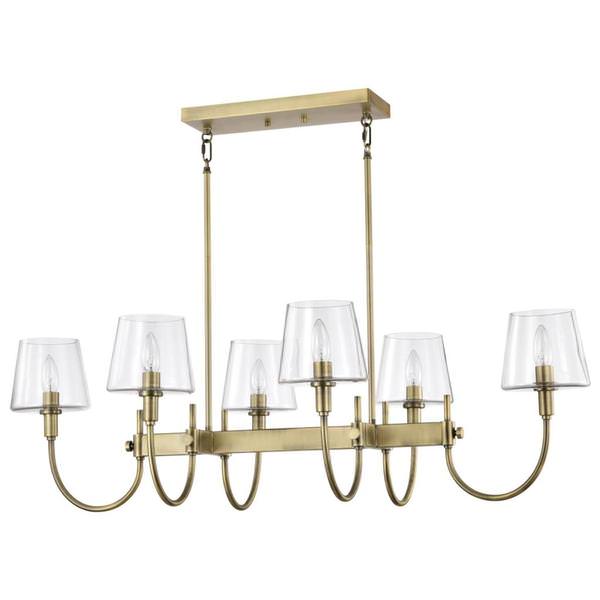 6 Lamp Vintage Brass Brookside Indoor Island Pendant