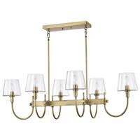 View 6 Lamp Vintage Brass Brookside Indoor Island Pendant
