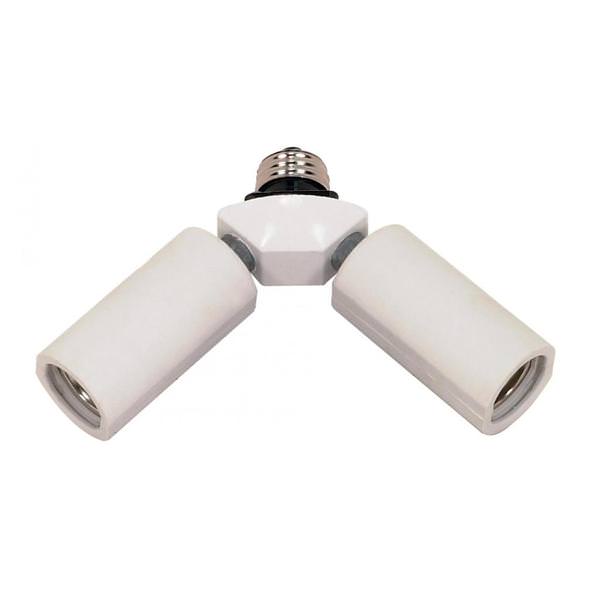 2 Light White Single to Twin Socket Adapter