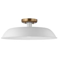 Nuvo Lighting 1 Lamp 20" 120 volt Matte White/Burnished Brass Indoor Semi Flush Light Fixture