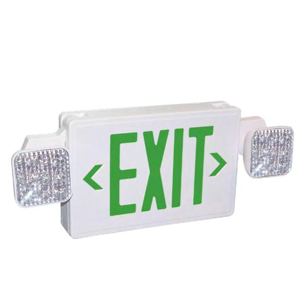 2 Lamp 3.6 volt White Panel / Green Letters Exit/Emergency Light