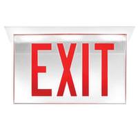 Philips 120/277 volt Edge-Glo Nicad Battery White Panel / Red Letters LED Exit Light