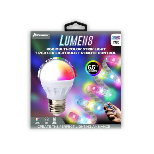 6.5' RGB Multi-Color Remote Control LED Light Bulb Strip Light Combo Pack