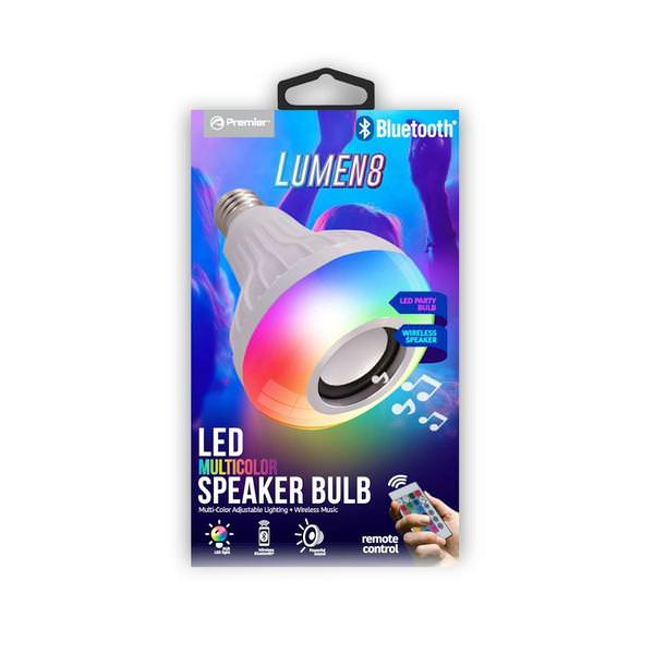 Multi-Color Bluetooth Medium Screw Base Lumen8 LED Party Bulb with Speaker