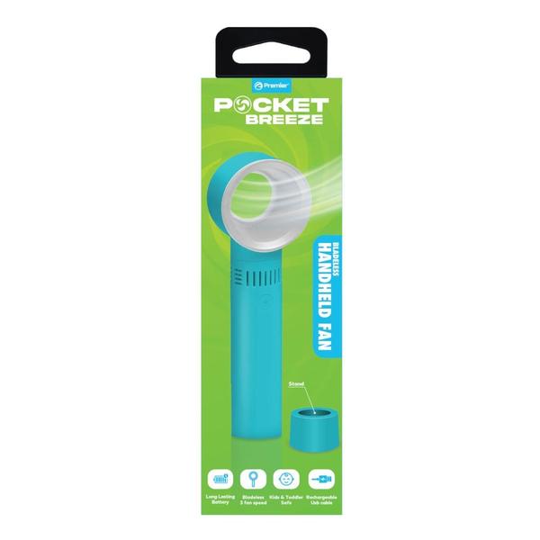Blue Rechargeable Portable Bladeless Fan