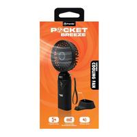 Premier Black Rechargeable Portable Fan with Strap