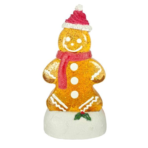 11" Gingerbread Man -  Plug-in/Battery Operated Swirl Lantern