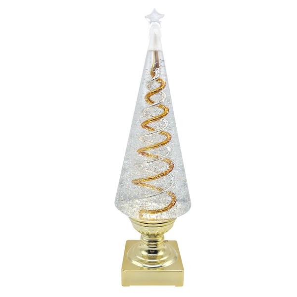 14"  Christmas Tree Plug-in/Battery Operated Swirl Lantern
