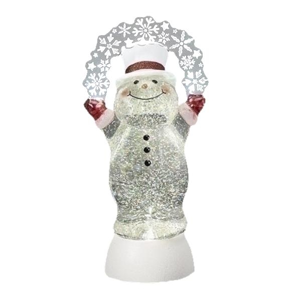 10" Lighted Snowman with Blinking Snowflakes Plug-in/Battery Operated Swirl Lantern