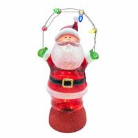View 9.5" Santa with String Lights Plug-in/Battery Operated Swirl Lantern