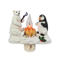 Roman 4.5" Polar Bear and Penguin Roasting Fish Night Light