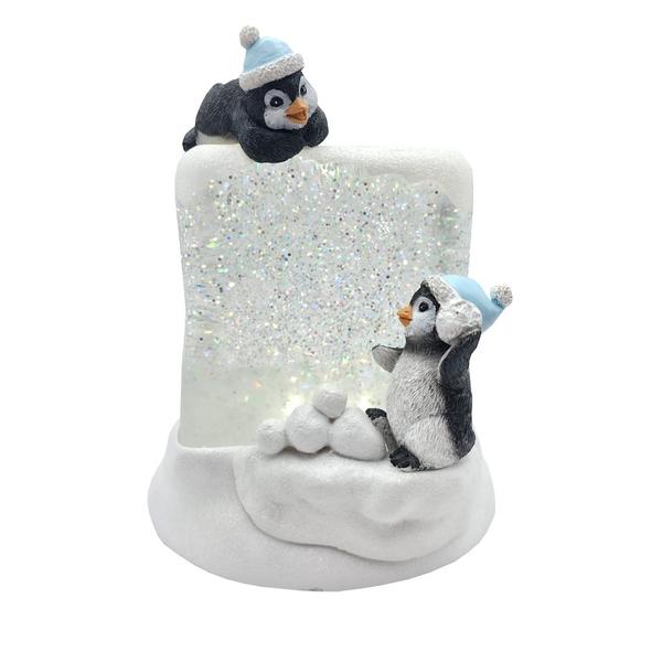 7" Penguins on Cube Plug-in/Battery Operated Swirl Lantern